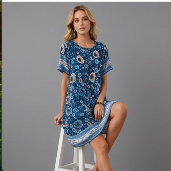 Rose Floral Print Dress 50% OFF - Picture 1 of 6